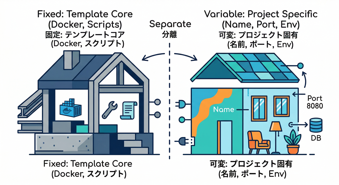 Template Core vs Project Specific